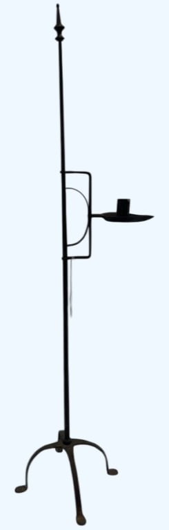 WROUGHT IRON STANDING CANDLE STICK W/ BRASS FINIAL (1 of 4)