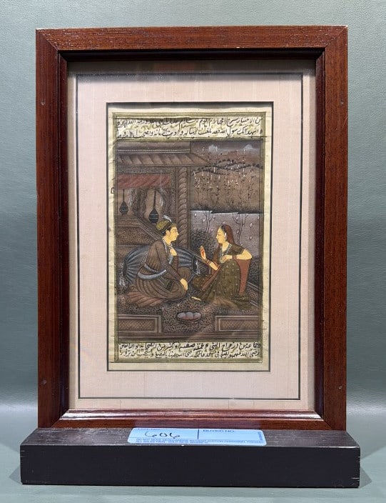 ANTIQUE MANUSCRIPT PAINTING, INDIA: 2 SIDES W/ CALLIGRAPHY TO THE REVERSE SIGHT SIZE 7-1/4" X 4-1/2"