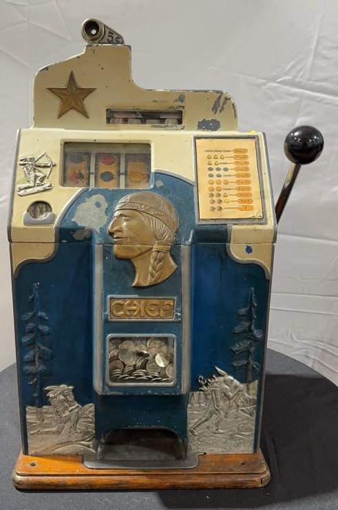 5 CENT JENNINGS ONE STAR CHIEF SLOT MACHINE - 8