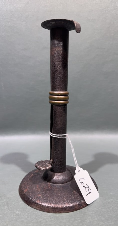 ANTIQUE TIN HOGSCRAPER CANDLESTICK (1 of 4)