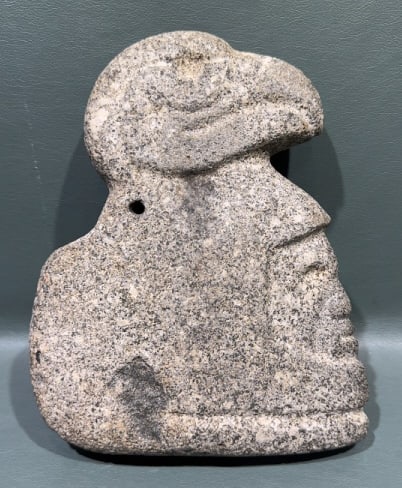 PRE-COLOMBIAN MAYAN STONE "HACHA": COLLECTED IN GUATAMALA 8-3/4" X 7" X 2"
