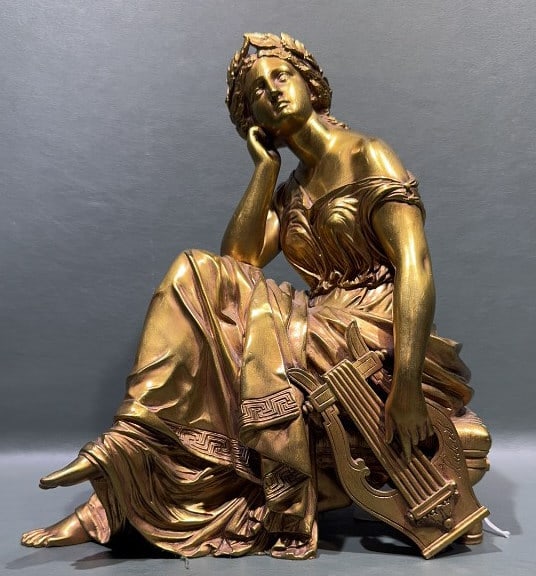 ALFRED LOUIS HABERT GOLD GILT BRONZE FIGURE: 11-1/2" TALL X 10-1/2"