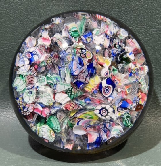 19C NEW ENGLAND SCRAMBLE ART GLASS PAPERWEIGHT (1 of 4)