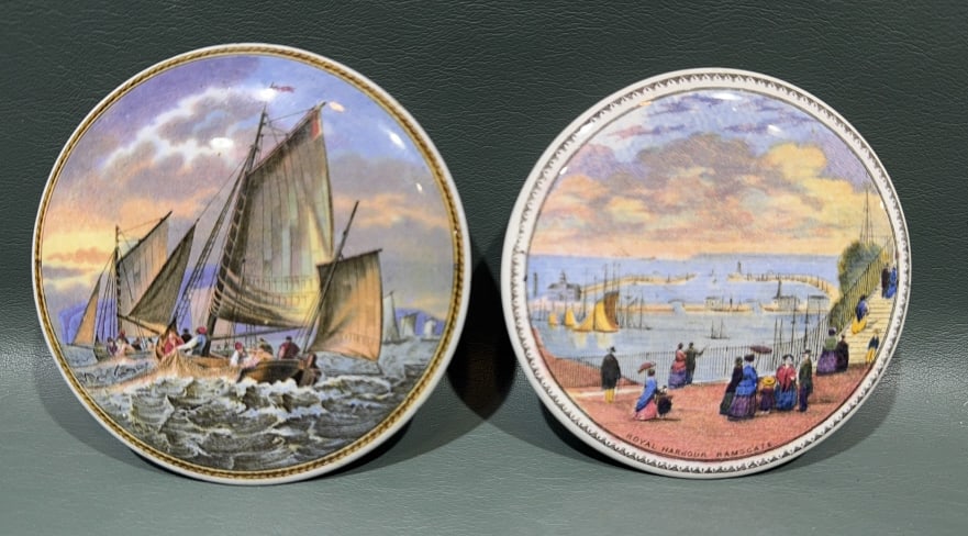 2 ANTIQUE PRATTWARE POT LIDS (1 of 2)