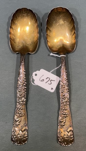 2 TIFFANY & CO STERLING "GRAPEVINE" SERVING SPOONS (1 of 5)