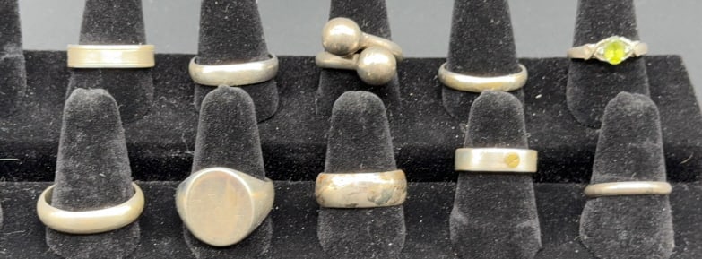 10 STERLING RINGS: ~