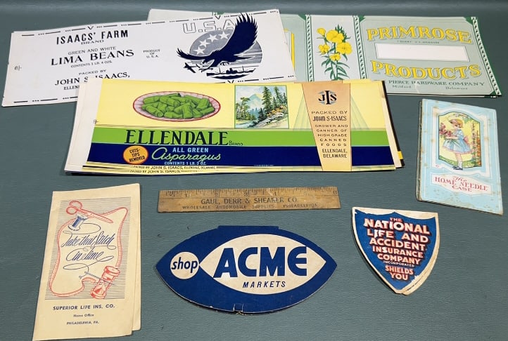 DELAWARE CANNING LABELS & ADVERTISING LOT (1 of 8)