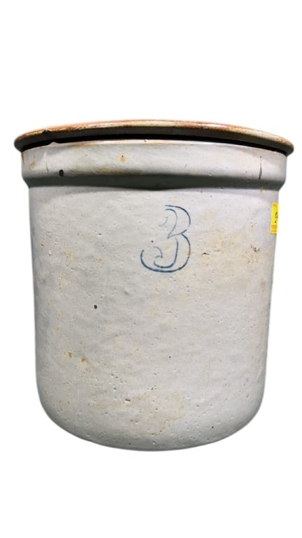 3 GALLON STONEWARE STORE CROCK W/ LID (1 of 6)
