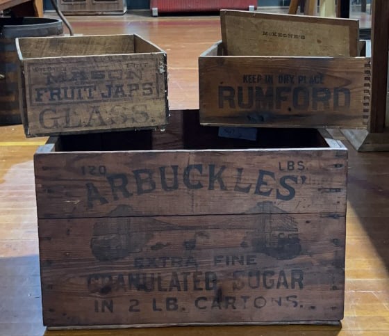 3 VARIOUS WOODEN ADVERTISING BOXES (1 of 4)