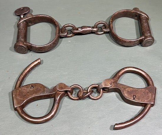 2 SETS OF ANTIQUE HIATT & TOWERS HANDCUFFS (1 of 5)