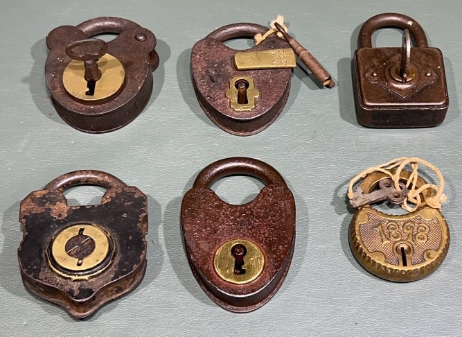 6 VARIOUS ANTIQUE LOCKS (1 of 4)