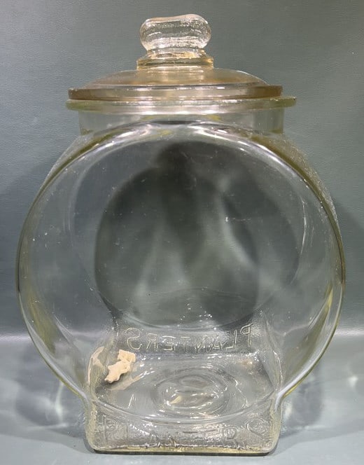 VINTAGE PLANTERS PEANUT STORE JAR: 7" X 13-1/2" X 9-1/2"