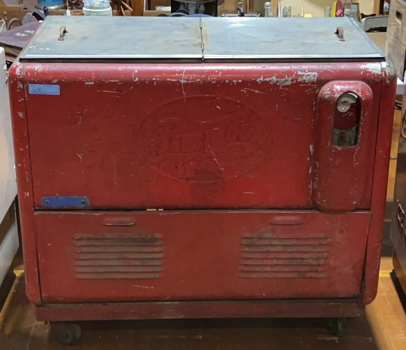 VINTAGE PEPSI COLA COOLER: 44" X 41" X 28"