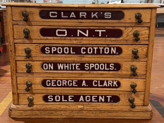 ANTIQUE OAK CLARK'S 6 DRAWER SPOOL CABINET (1 of 6)