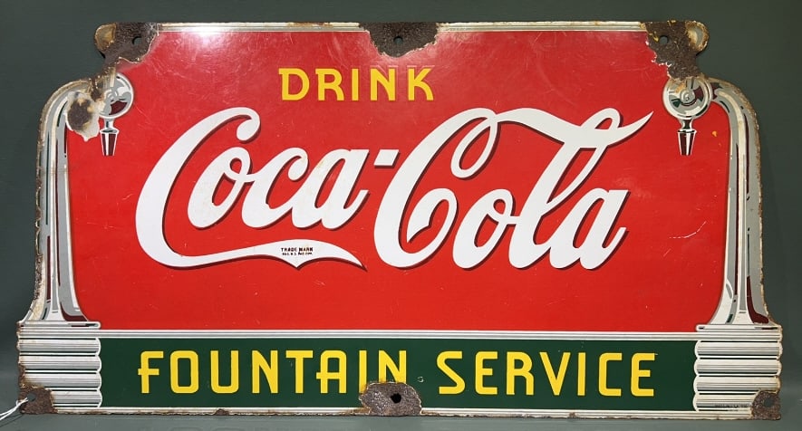COCA-COLA "FOUNTAIN SERVICE" ADVERTISING SIGN (1 of 6)