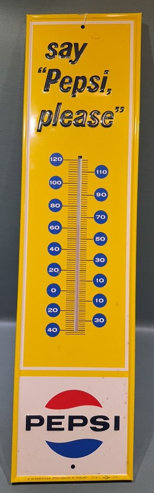 VINTAGE "SAY PEPSI PLEASE" ADVERTISING THERMOMETER (1 of 5)