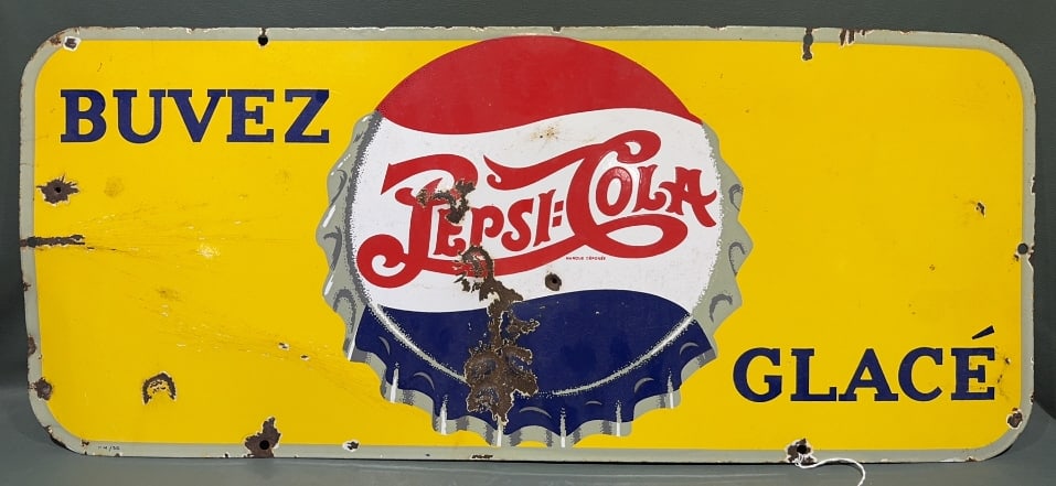 VINTAGE PEPSI-COLA CANADIAN "BUVEZ GLACE" SIGN (1 of 5)