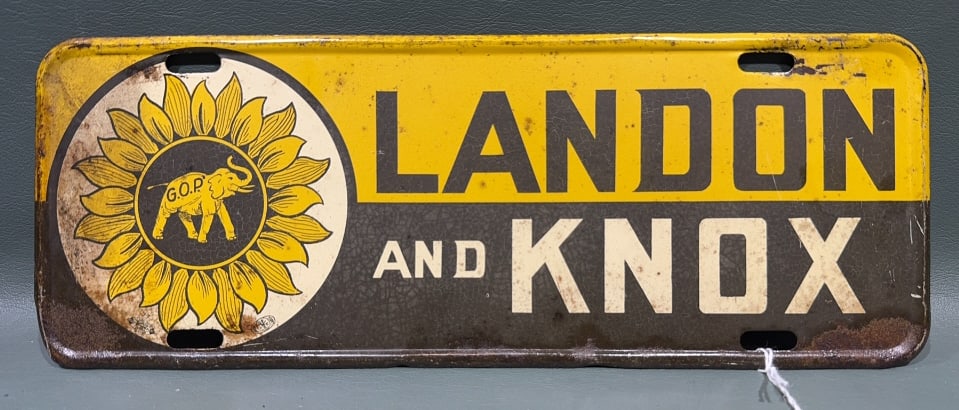 "LANDON AND KNOX" 1936 GOP POLITICAL SIGN (1 of 3)