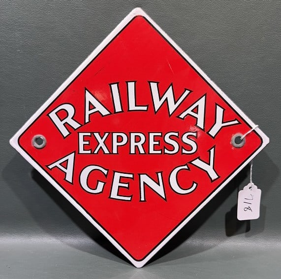 RAILWAY EXPRESS AGENCY PORCELAIN ADVERTISING SIGN (1 of 3)