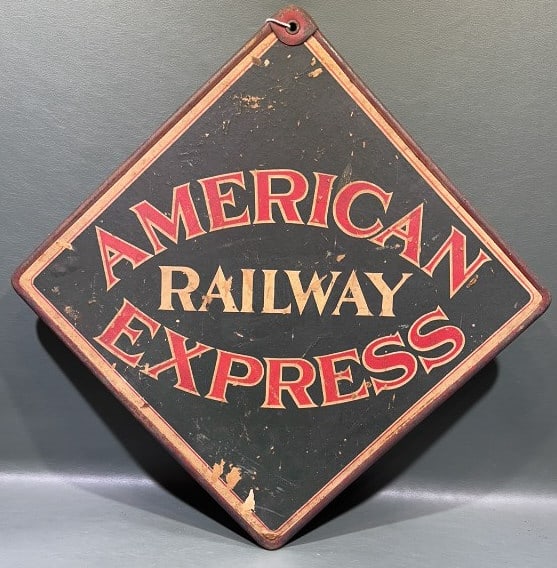 AMERICAN RAILWAY EXPRESS AGENCY CARDBOARD SIGN (1 of 4)