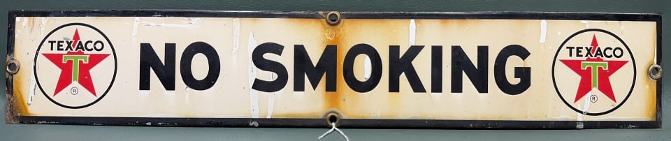 TEXACO NO SMOKING PORCELAIN ADVERTISING SIGN (1 of 3)