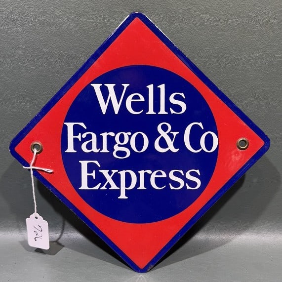 WELLS FARGO & CO EXPRESS PORCELAIN SIGN (1 of 3)