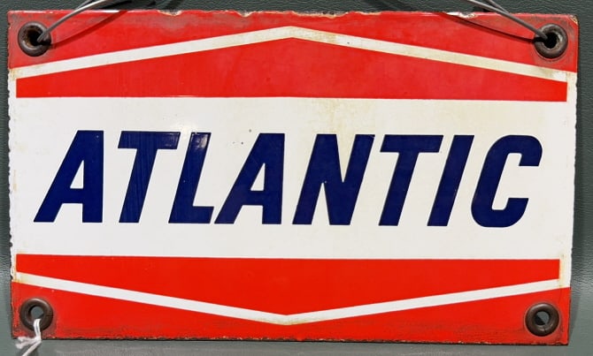 ATLANTIC GASOLINE PORCELAIN ADVERTISING SIGN (1 of 2)