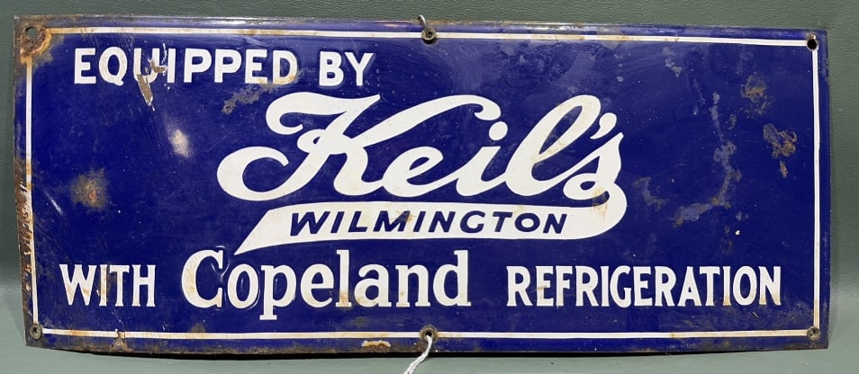 KEIL'S WILMINGTON W/ COPELAND PORCELAIN SIGN: 20"X8"