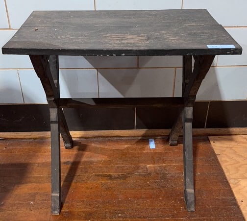 ANTIQUE PAINTED TRUSTLE BASE TABLE (1 of 5)