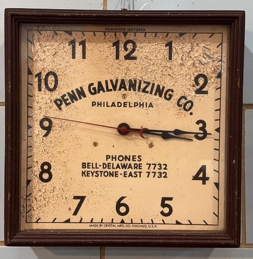 PEN GALVANIZING CO. ADVERTISING CLOCK (1 of 3)