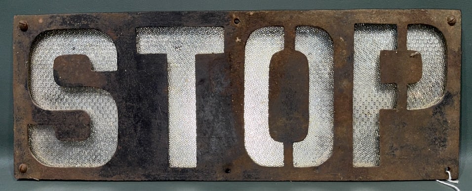 VINTAGE METAL REFLECTIVE STOP SIGN (1 of 3)