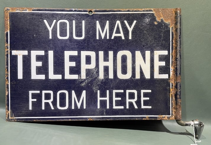 "YOU MAY TELEPHONE FROM HERE" PORCELAIN RR SIGN (1 of 6)