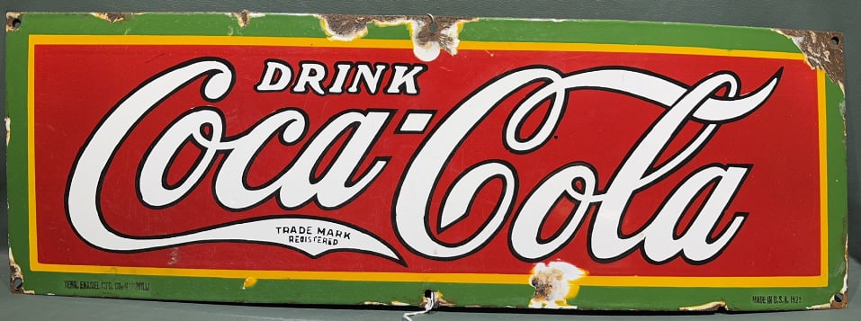 VINTAGE COCA-COLA 1929 PORCELAIN ADVERTISING SIGN (1 of 5)