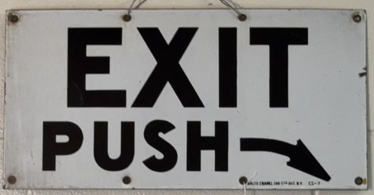 BALTIMORE ENAMEL CO. "EXIT PUSH" PORCELAIN SIGN (1 of 3)