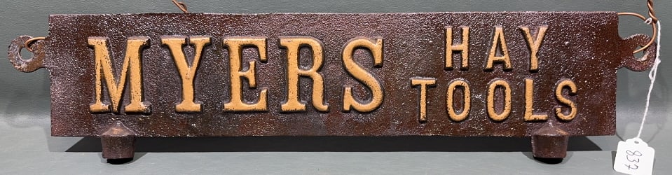 CAST IRON MYERS HAY TOOL ADVERTISING SIGN (1 of 3)