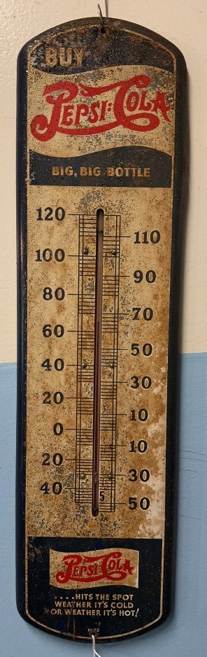 PEPSI-COLA METAL ADVERTISING THERMOMETER (1 of 4)