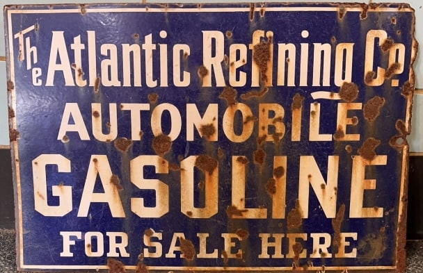 ATLANIC REFINING CO DOUBLE SIDED PORCELAIN SIGN (1 of 3)