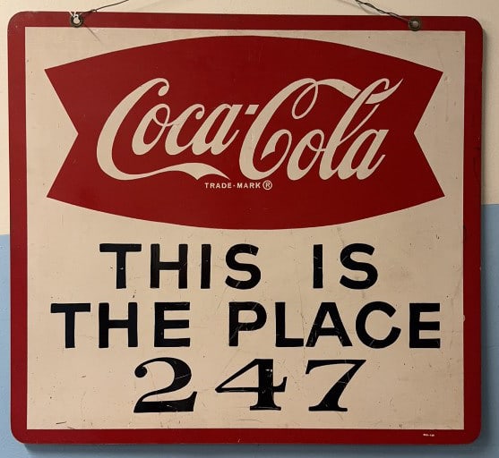VINTAGE COCA.-COLA "FISHTAIL" ADVERTISING SIGN (1 of 5)