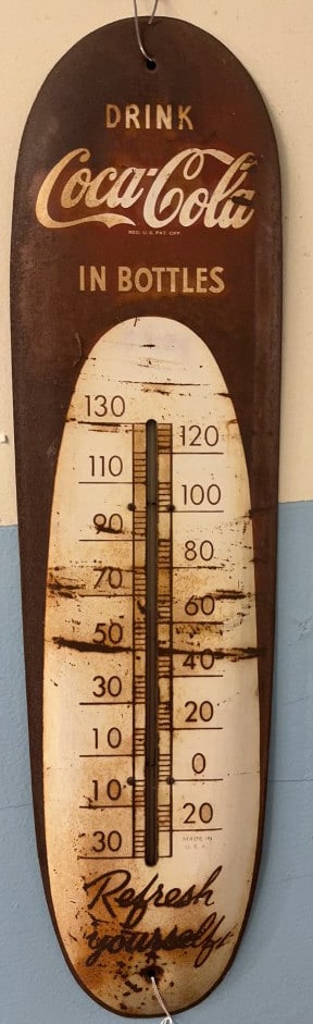 VINTAGE COCA-COLA METAL ADVERTISING THERMOMETER (1 of 4)