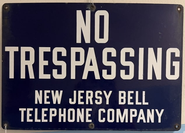 NEW JERSEY BELL TELEPHONE CO PORCELAIN SIGN (1 of 3)