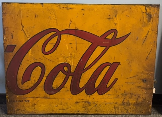 EARLY METAL "COLA" PARTIAL SIGN / DOOR (1 of 3)