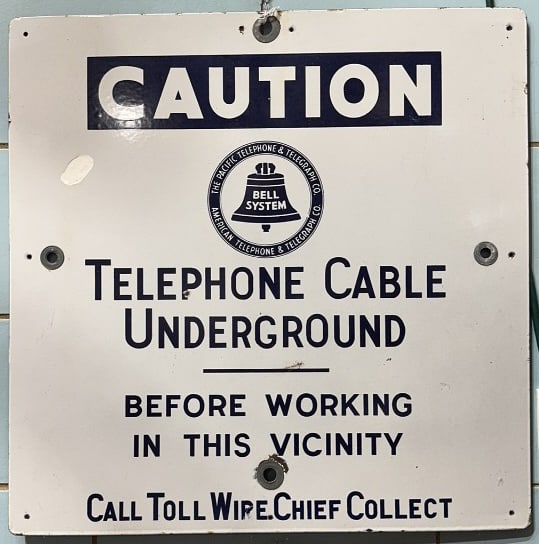 PACIFIC TELEPHONE & TELEGRAPH PORCELAIN SIGN (1 of 6)