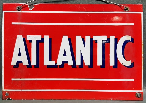 ATLANTIC GASOLINE PORCELAIN ADVERTISING SIGN (1 of 4)