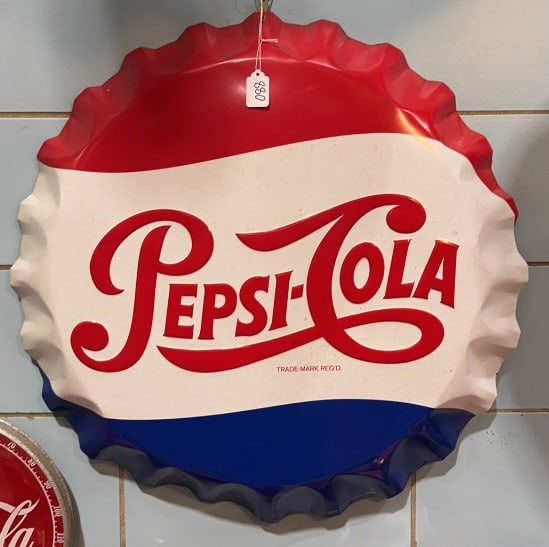 PEPSI-COLA LARGE EMBOSSED BOTTLE CAP SIGN (1 of 4)