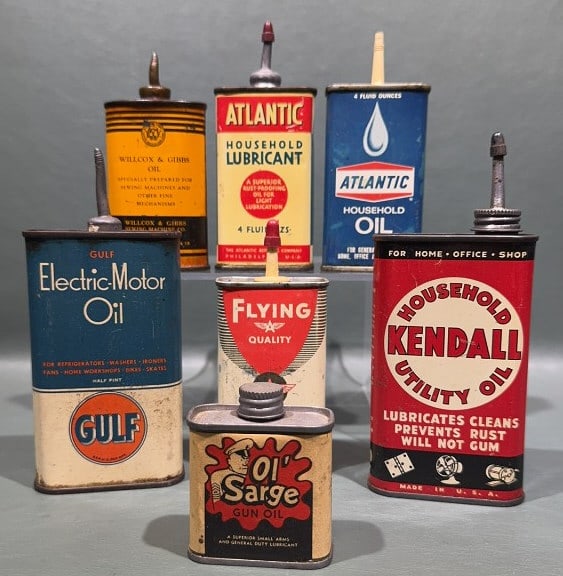 COLLECTION OF VARIOUS ADVERTISING OIL CANS (1 of 3)