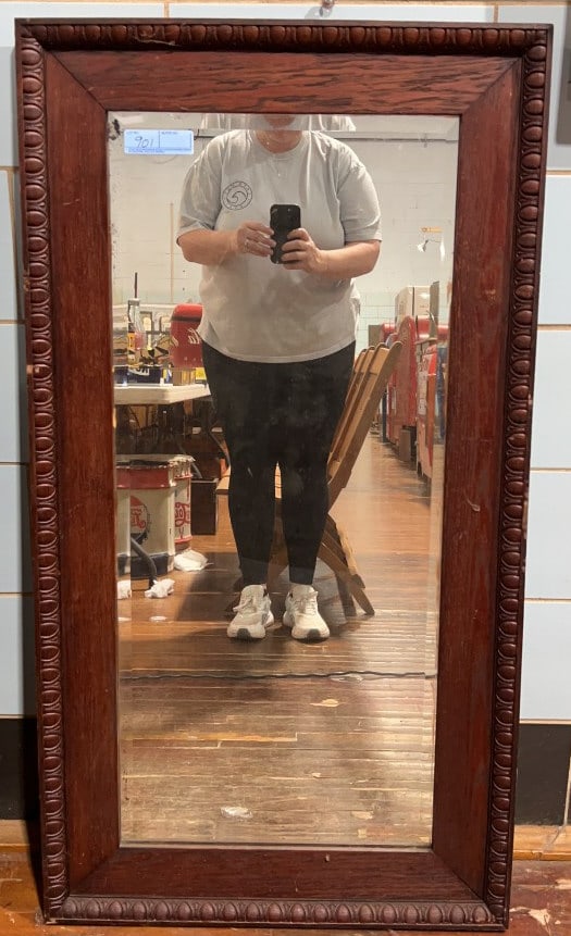 ANTIQUE OAK CARVED MIRROR (1 of 3)