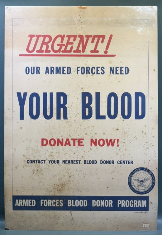WORLD WAR II ARMED FORCES BLOOD DONOR POSTER (1 of 5)