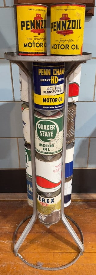 ATLANIC MOTOR OIL CAN RACK & CANS (1 of 6)