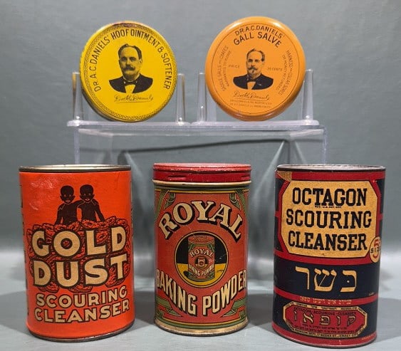 5 VARIOUS ADVERTISING TINS (1 of 3)