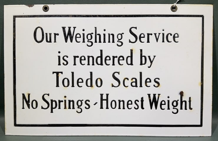 TOLEDO SCALES PORCELAIN ADVERTISING SIGN (1 of 5)